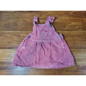 Oshkosh B'gosh Size 12 Months Pink Floral Embroidered Overall Dress